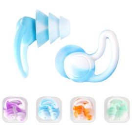 4 Pairs Ear Plugs for Noise Reduction, Silicone Swimming Earplugs Reusable Sleeping Earplugs Waterproof Ear Plugs for Swimming Surfing Sleeping Hearing Protection (Shark Fin Style)