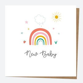 Dotty about Paper Chasing Rainbows - New Baby - Congratulations, Modern Design, New Mum, Family, Cute, Welcome to the World, Celebrations. Baby Girl, Baby Boy. Envelope Included (3864)