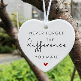 Never Forget The Difference You Make, Thank You Gift, Midwife Gift, Friend Gift, Ceramic Heart, Appreciation Gift, Appreciation Ornament, Coworker Meaningful Leaving, Retirement Gift