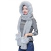 3 In 1 Winter Hoodie Hat Scarf Gloves Set Soft