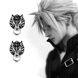 Kashasin Final Fantasy Earrings Cloud Strife Wolf Claude Wolf Earrings VII FF7AC S925 Sliver Cosplay Pair Earrings Stud for Men Women (Final Fantasy Earrings)