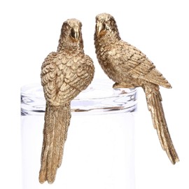 Shophaus24 Decorative Parrot Figures Gold Edge Seater Height 20.5 cm 2 Models Pack of 2