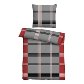 Traumhaft schlafen - Castell - Markenbettwäsche Bettwäsche Baumwoll Renforce 0040563 KARO-Streifen 1x 135x200 cm + 1x 80x80 cm, rot