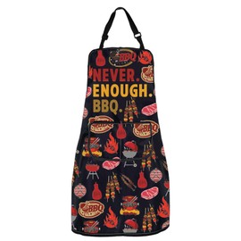 WSNANG Never Enough BBQ Apron with Pockets Funny Barbecue Gift BBQ Lover Gift Kitchen Cooking Grilling Apron Foodie Gift (CA BBQ Apron)