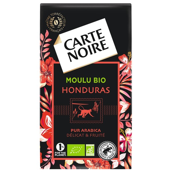 CARTE NOIRE - Carte Noire "Honduras Selection" - Organic Ground Coffee - Pure Arabica Ground Coffee - 250 g Pack - Made in France
