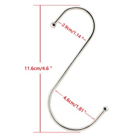 10 Pack S Shape Large Hooks Stainless Steel Metal Hangers S Hooks for Hanging Pots and Pans Plants Metal Heavy Duty S Shaped Hanging Hooks Hangers for Kitchen Bathroom Bedroom Office (10 Pack)