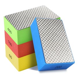 4Pack Hand Diamond Polishing Pads, Diamond Sanding Blocks 60# 100# 200# 400# Tile Polishing Pad Grit Sanding Block Polishing Grinding Block Glass Polishing Kit for Wood Tile Glass Stone Ceramic