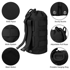 EEEKit Molle Pouches, 3 Pack Molle Pouch Water Bottle Pouch Compact Tactical Pouch Utility EDC Pouch Small Belt Pouch Belt Bag Waist Pouch with 3 Hooks for Outdoor Hiking Hunting Training Camping