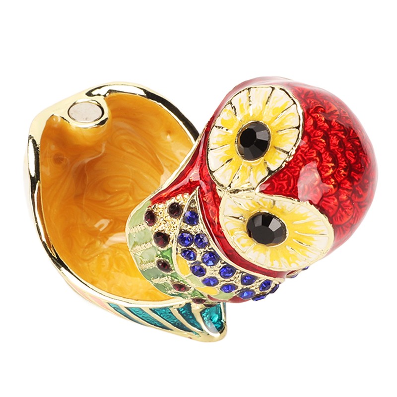 Metal Trinket Box Owl Shape Shiny Exquisite Zinc Alloy Jewelry