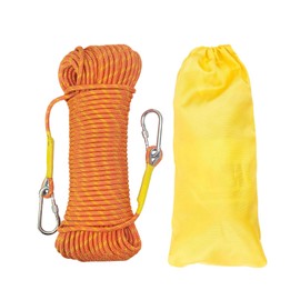 Gangying Climbing Rope 8 mm Outdoor Rope 15 m Static Climbing Rope Fire Rescue Parachute Rope Braided Nylon Rope with 2 Steel Hooks for Hiking Outdoor Mountaineering Sports