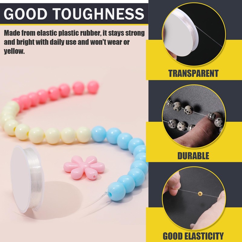 Mardatt 12 Pieces Elastic Bracelet String Cord Kit Includes 0.4