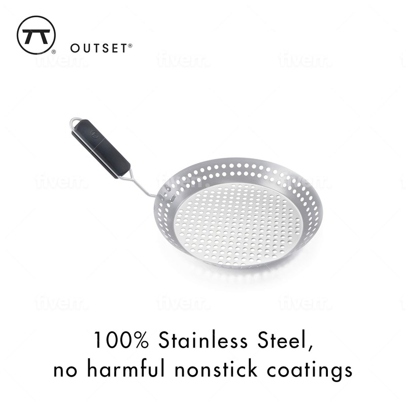 Outset Grill Skillet With Removable Handle, Stainless Steel