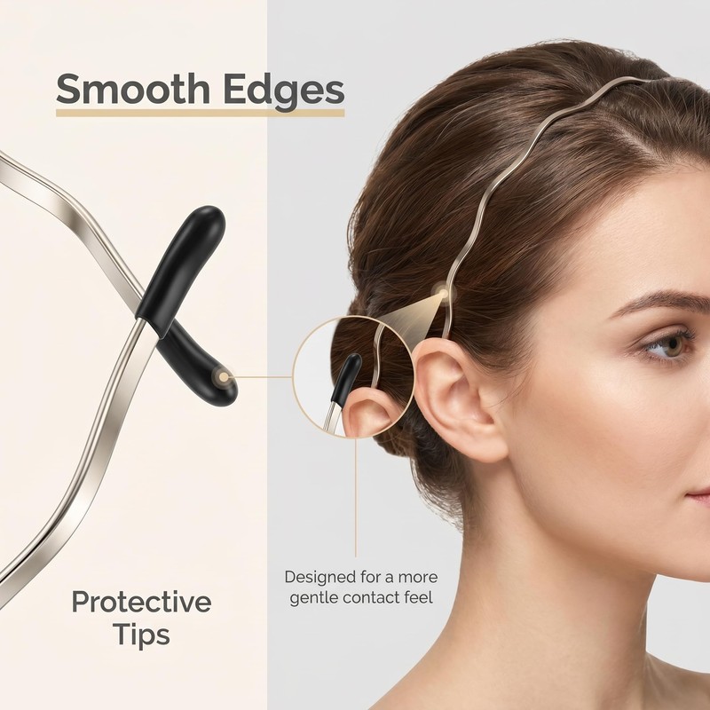 4PCS Metal Thin Headbands for Women, Elastic Hair Bands, Trendy