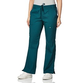 Cherokee Women's Scrubs Luxe Jr. Fit Low Rise Drawstring Cargo Pant, Caribbean Blue, X-Small Petite