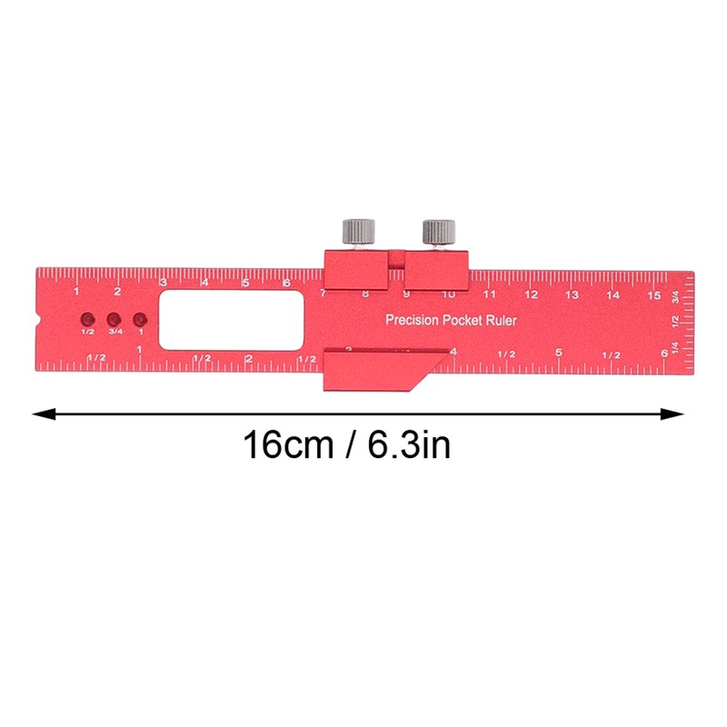 6 Inch Woodworking Ruler Adjustable Sliding Stop Aluminum Alloy Pocket