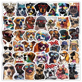 Cute Dog Stickers 50 Pcs Puppy Decals Waterproof Vinyl Gifts for Laptop, Water Bottle,Phone, Luggage, Teens Adults Kids Boys Girls Birthday Party Supplies Decoration