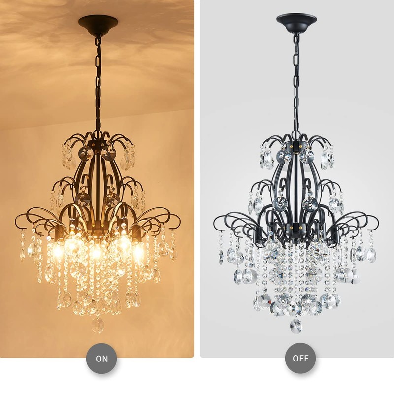 WUZUPS Crystal Chandelier 5-Light Pendant Ceiling Light Modern Lighting Fixture