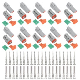 TNSLAND Set di 10 connettori tedeschi per auto, 2 poli, impermeabili, spina tedesca a 2 poli, durevoli, PA66, spina DT compatibile per auto e moto, spina serie DT 2 pin