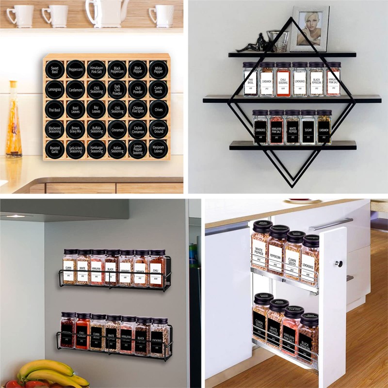 Churboro 36 Spice Jars with 547 Labels- Glass Spice Jars