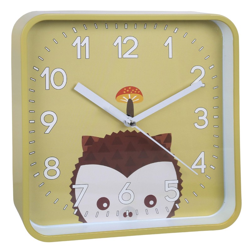 sarcia.eu Hedgehog Wall Clock, Square Analog Clock for Kids 20.2x20.2