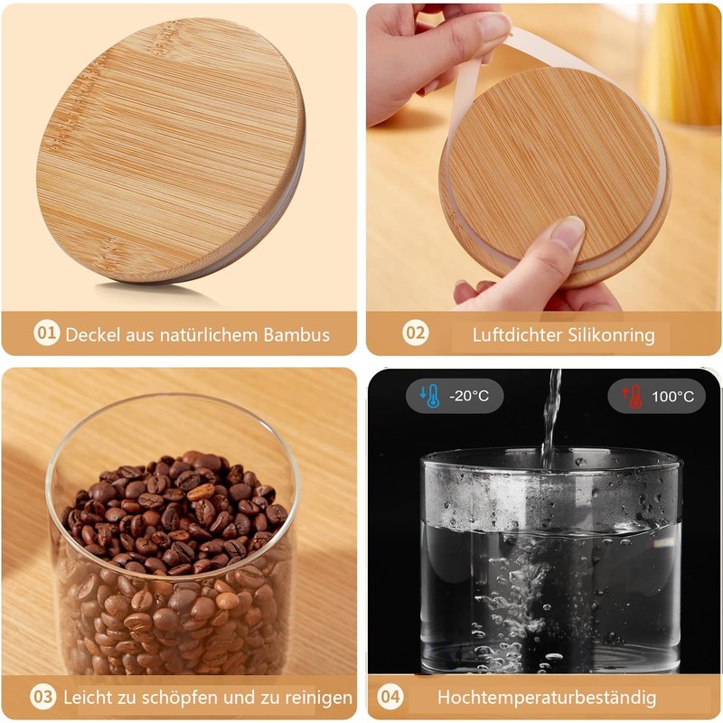 LATRAT Storage Jars with Lid Set, Storage Airtight Storage Jars