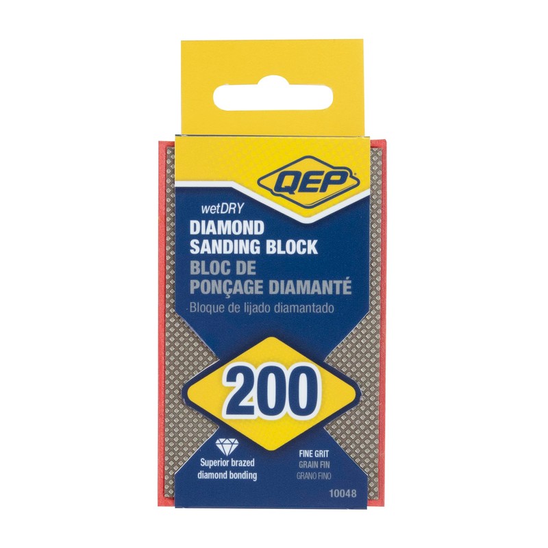 QEP 10048 200 Fine Grit Diamond Sanding Block, 200-Grit, Red