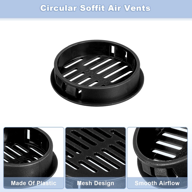 sourcing map 36Pcs 50mm/1.97" Circular Soffit Air Vents, Plastic Soffit