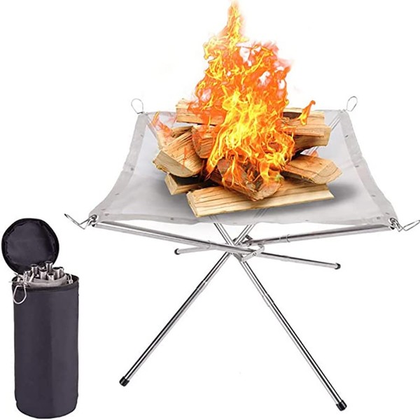 WANGCL 16.5 Inch Portable Outdoor Fire Pit Collapsible Foldable Mesh