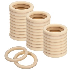 TOP-VIGOR 30Pcs Natural Wood Rings, 65mm Unfinished Wooden Rings, Wooden Loops Rings Pendant Connectors for Macrame Loose Parts Play, DIY Arts and Crafts, Jewellery Making, Ornaments, Home Decor