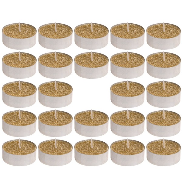 MIK funshopping Set of 24 Glitter Sprinkled Tea Lights (Gold)