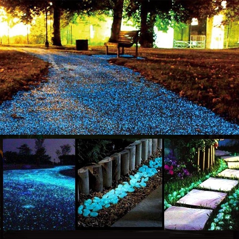 4.8Lbs 1100Pcs Glow in The Dark Stones Pebbles Blue Glow