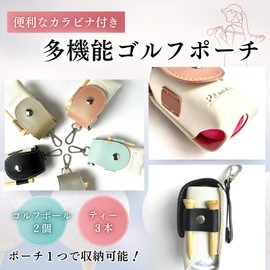 Golf Ball Case, Golf Ball Pouch, 2 Ball Storage Pouch, PU Leather Compact Design with Tee (Beige)