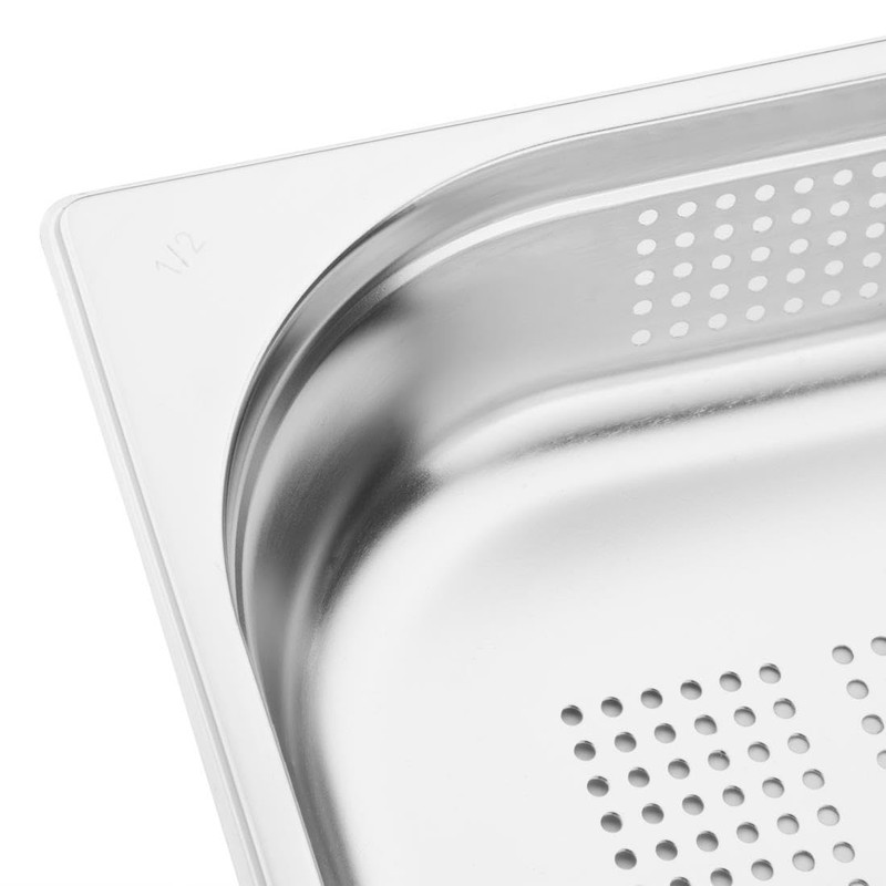 Vogue Stainless Steel Perforated 1/2 Gastronorm Tray 4 Litre /