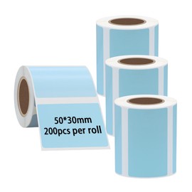 Hycodest Thermal Printing Paper Rolls 50x30 mm 200 pcs Stickers Fit Common Thermal Label Printer (Blue)