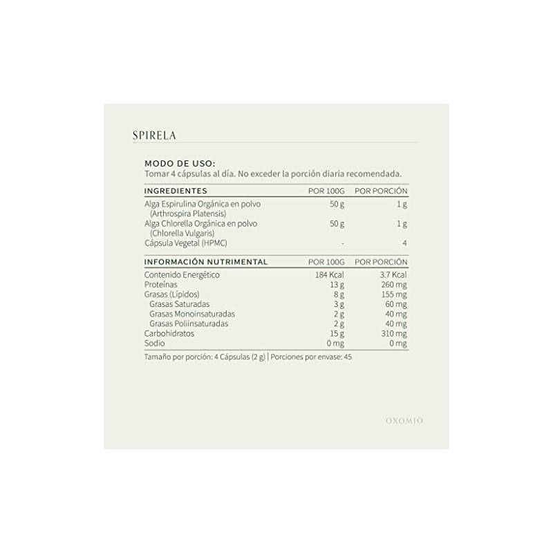 Spirela de OXOMIO - Mezcla perfectamente equilibrada de Espirulina y