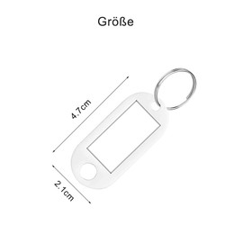 Pack of 50 Key Rings Can Be Written On with Labels, Key Tags and Key Tags with Ring Also for Pets, Luggage (White)