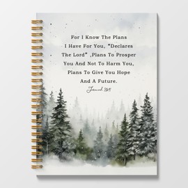 Poecinvi Christian Journal, Christmas Tree Notebook, for I Know the Plans I Have for You Bible Notebooks for Note Taking, Bible Journaling Notebook, Christmas Spiral Notebook 5.5x8.3 Inch