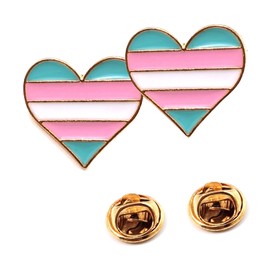 Juego de 2 broches de arco iris, diseño de corazón, para bolsa de tela, mochila, sombrero, accesorios de decoración (transgénero)