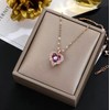 Collar mujer oro rosa corazón elegante dije colgante chapado en