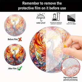 Phoenix Bird Acrylic Stained Windows Hanging Suncatcher,Flower Stained Suncatchers Window Ornament Stained Glass Panel Sun Catcher Wall Hanging Decor Birthday Gifts