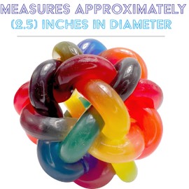 Mandarin Bird Toys by M&M 2128 Pk6 Big Nobby Ball - Large Colorful Rubber Twisty Bouncy Classic Bird Foot Toy, Easy to Grab for Beaks and Feet, Stuffable Hangable, Great for Medium to Large Birds