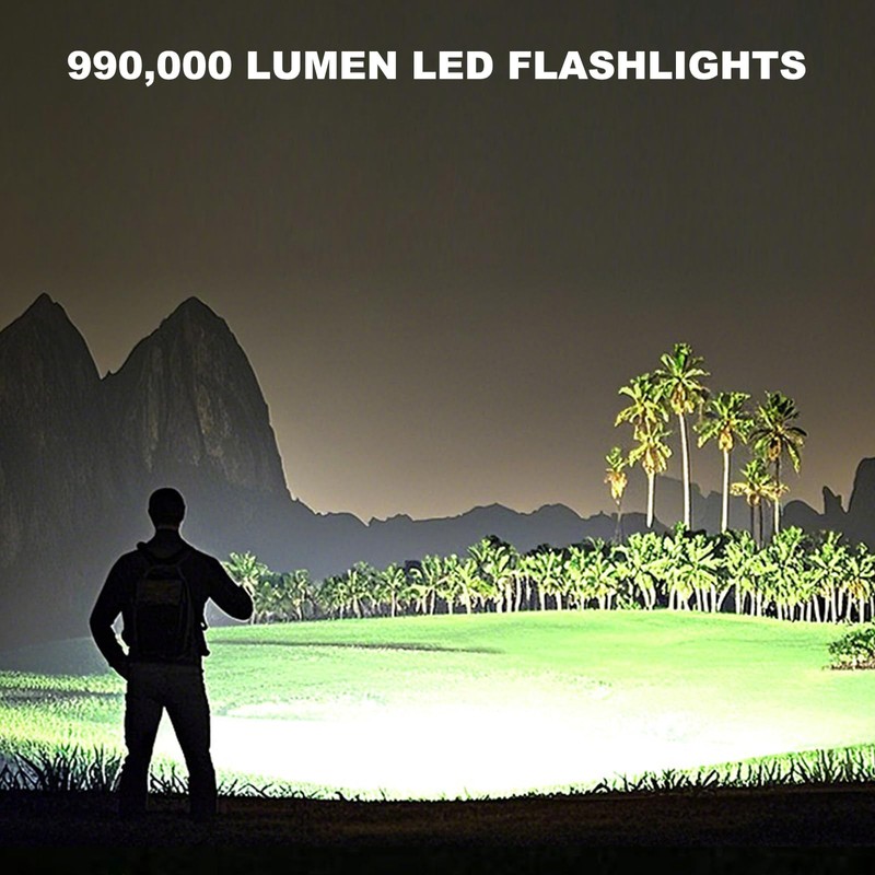 4 Pack Rechargeable LED Flashlights High Lumens, 990,000LM Super Bright