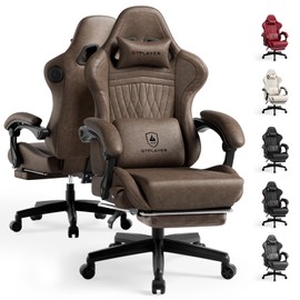 GTPLAYER ACE-PRO Music Gaming Chairs – Built-in Speakers, App Support & Bluetooth Control, Footrest & Pocket, Gamer Chair for Adults, Light Brown