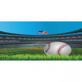 Lunarable Baseball Pencil Pen Holder, Outdoorsy Sports with Ball Game in the Field United States Flag Illustration, Ceramic Pencil Holder for Desk Office Accessory, 3.6" X 3.2", Multicolor