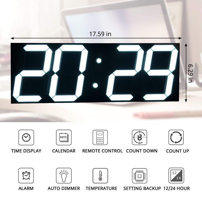 Goetland 18 inch Oversized Digital Wall Clock LED Modern Large