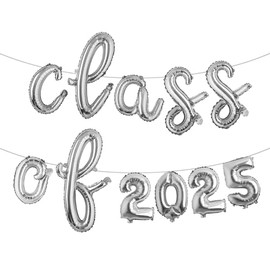 Multicolor Class of 2025 Balloons - 16 Inch | Graduation Balloons for Graduation Decorations Class of 2025 | Class of 2025 Decorations, Graduation Balloons Class of 2025 (L CLASS OF 2025 Silver)