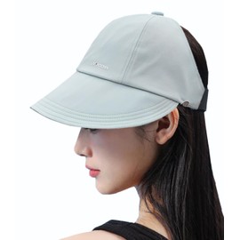 [KMOLY] UVカット帽子 レディース ハット 接続冷感材質 日焼け防止 紫外線カット つば広 大きいサイズ サンバイザー 小顔効果 キャップ バック空き ポニーテールでき 髪型潰らない 折りたたみ 春夏 軽量 通気 散歩 旅行用 (水色)