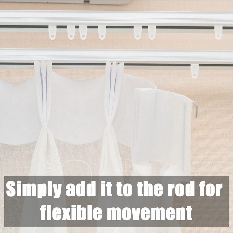 Litoexpe Traverse Rod Slides Curtain Replacement, 100 Pieces White Plastic
