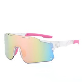 Orstarlan Sports Glasses for Men and Women, High-Quality Cycling Glasses for Men and Women with UV 400 Protection, Bicycle Fishing, Road Bike Glasses (Pink-White)