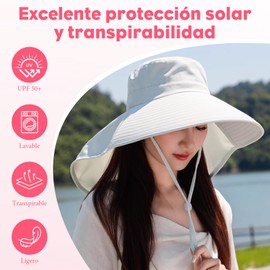 OYANIA 6 PCS Sombrero de Sol para Mujer Traje con Manguitos Solares,Protección UV UPF 50+,Verano para Mujer Sombreros,Sombrero de Playa para Mujer,Sombrero de Verano con ala Ancha y Cordón Antitanque